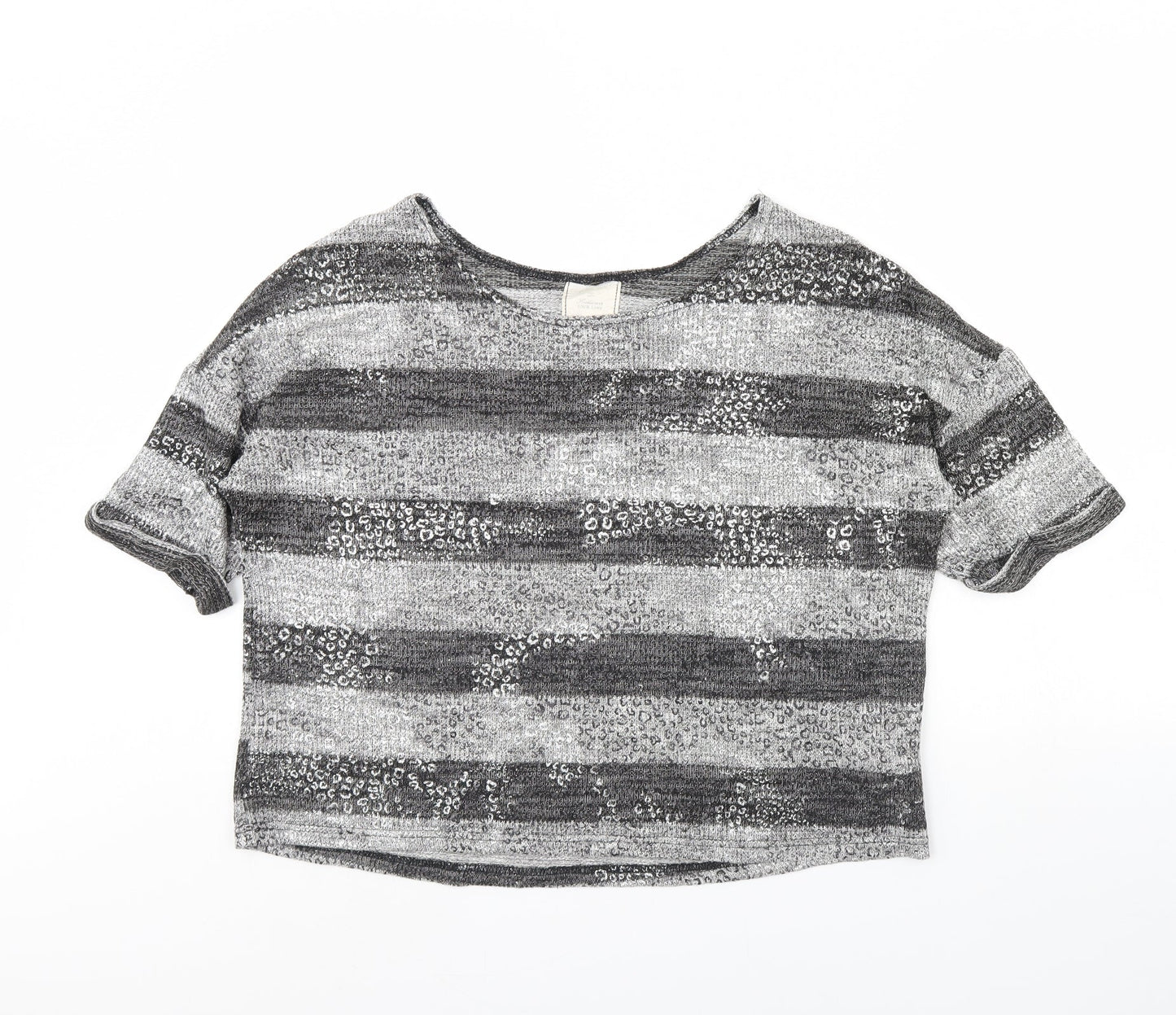 New Look Womens Black Striped  Pullover Jumper Size 12
