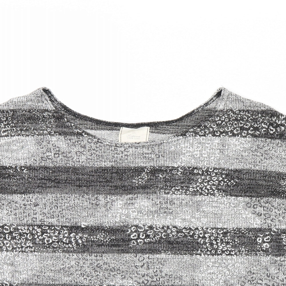 New Look Womens Black Striped  Pullover Jumper Size 12