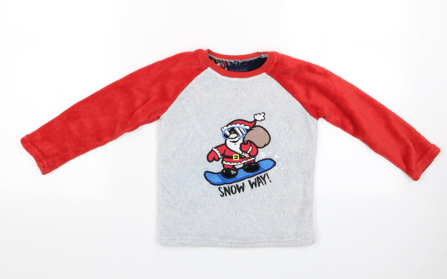 Primark Boys Multicoloured    Pyjama Top Size 3-4 Years  - Santa Claus Logo