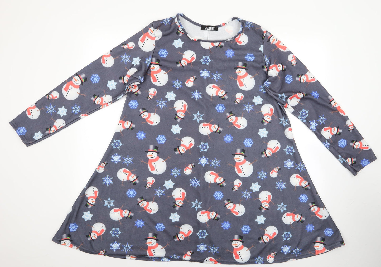 MissLook Womens Multicoloured    Dress Size XL  - Snowman Snowflake Print