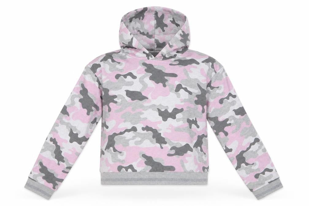 PEP & CO Girls Multicoloured Geometric  Pullover Hoodie Size 12-13 Years  - Pink, Grey and Glitter ribb