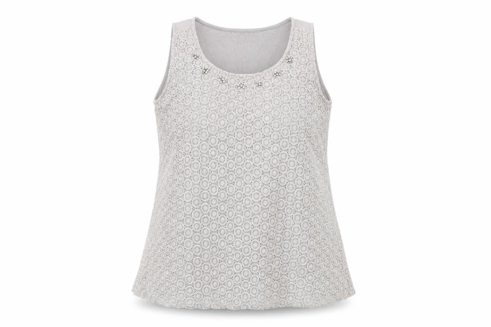 Front view of mamas & papas women’s grey basic tank, size UK 10