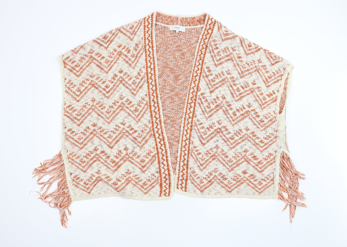 NEXT Womens Orange Geometric Knit Cape Jumper Size M