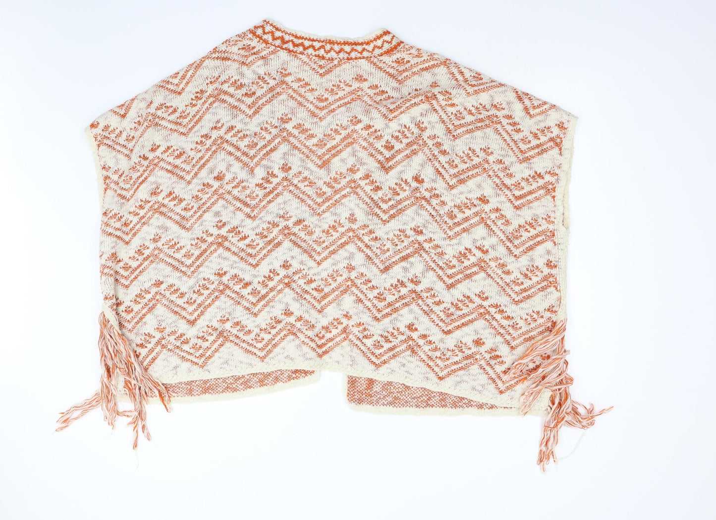 NEXT Womens Orange Geometric Knit Cape Jumper Size M