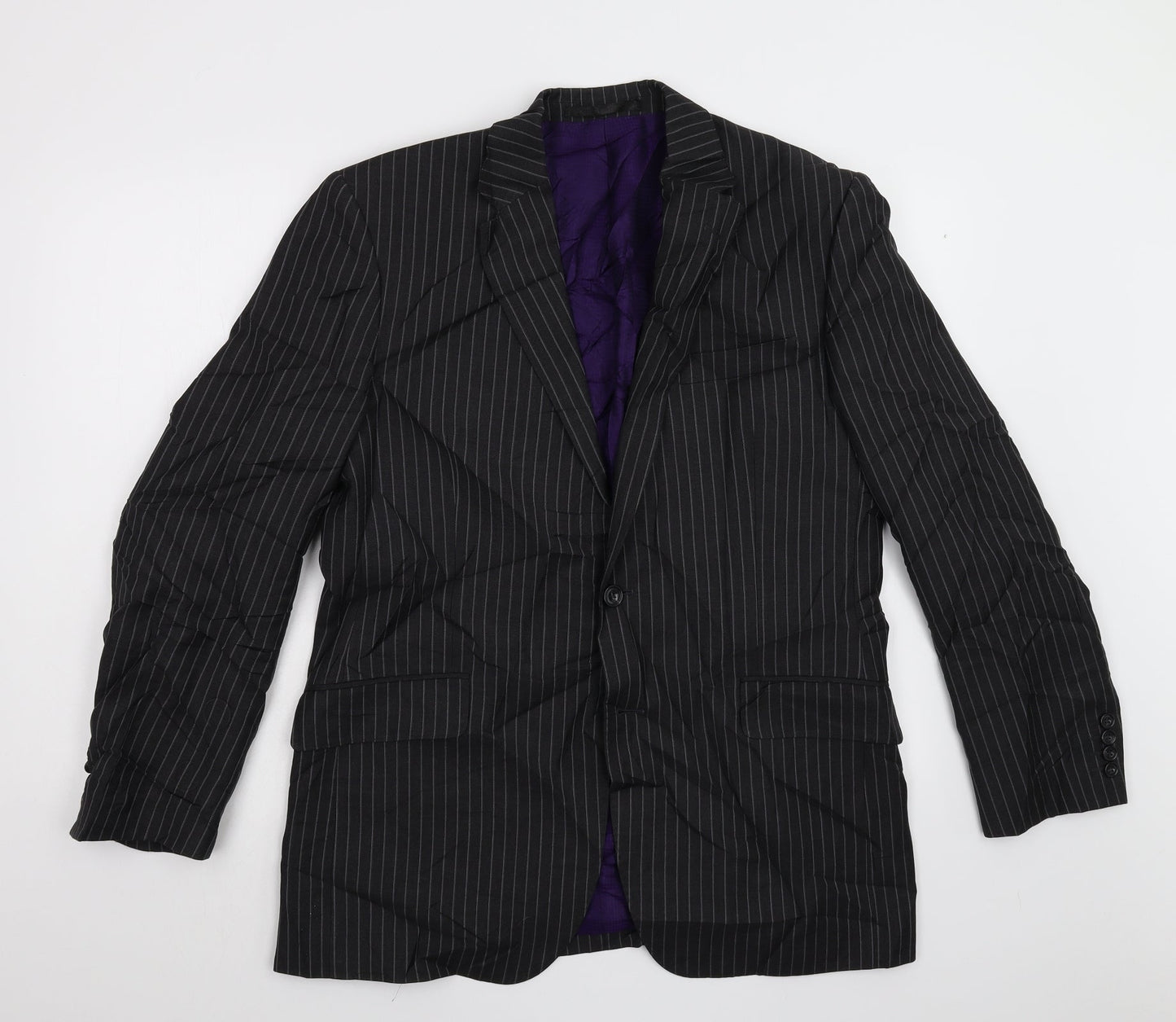 M&S Mens Black Striped  Jacket Suit Jacket Size 40