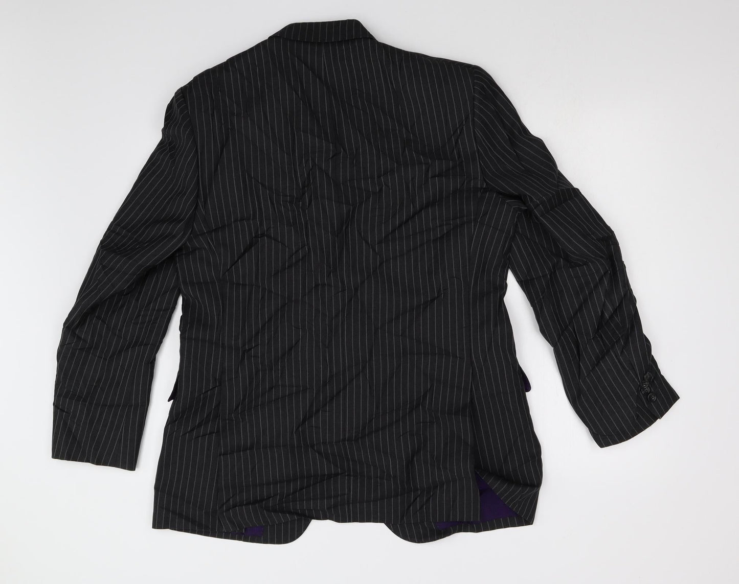 M&S Mens Black Striped  Jacket Suit Jacket Size 40
