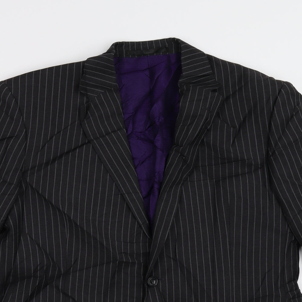 M&S Mens Black Striped  Jacket Suit Jacket Size 40