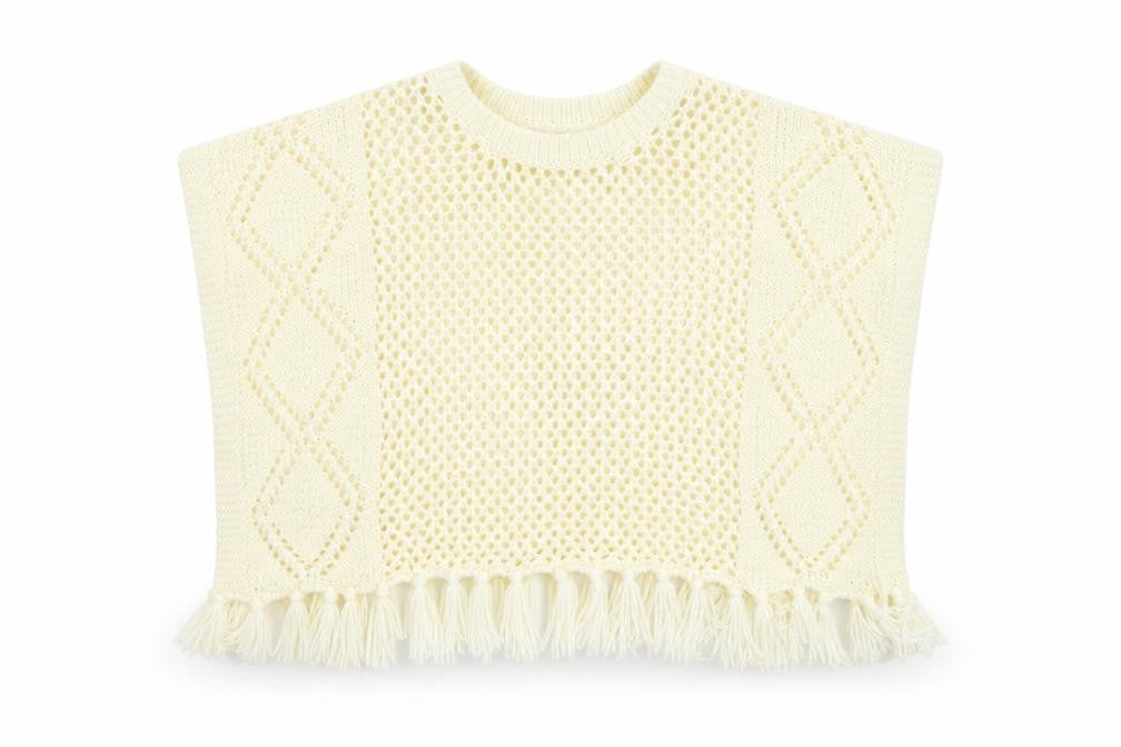 Front view of So Fabulous girls’ ivory overcoat poncho, size 3, years