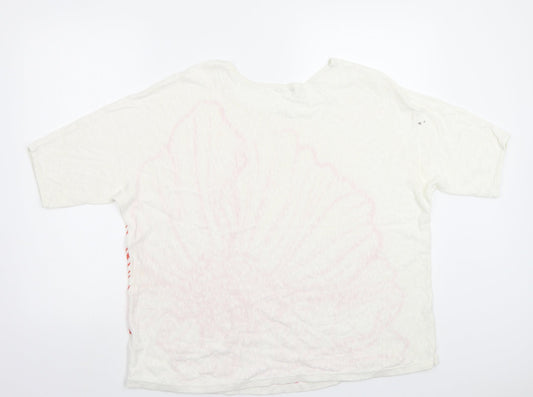 Roman Womens White Floral  Basic Blouse Size 12