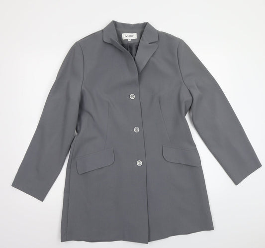 Ivory Womens Grey   Overcoat Blazer Size 14