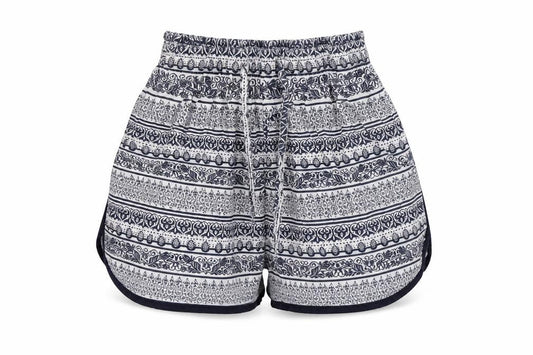 Front view of Atmosphere women’s blue floral culotte shorts, size UK 10