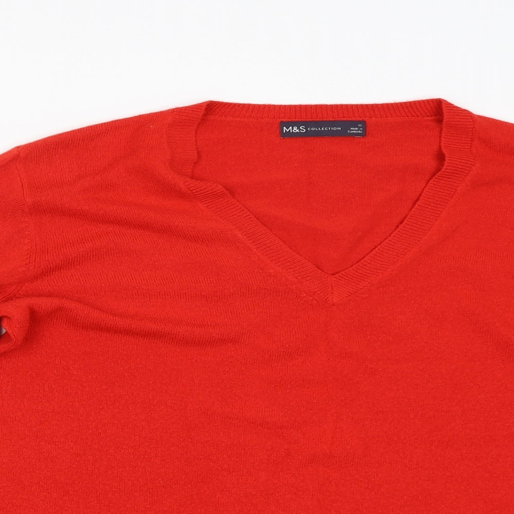 M&S Womens Red   Pullover Jumper Size 12