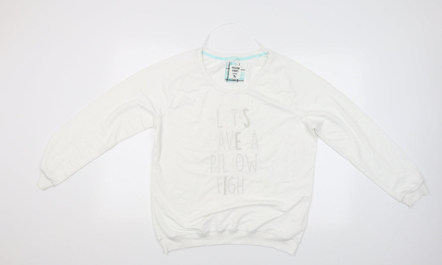 TU Womens White Solid  Babydoll Pyjama Top Size 18  - Lets have a pillow fight