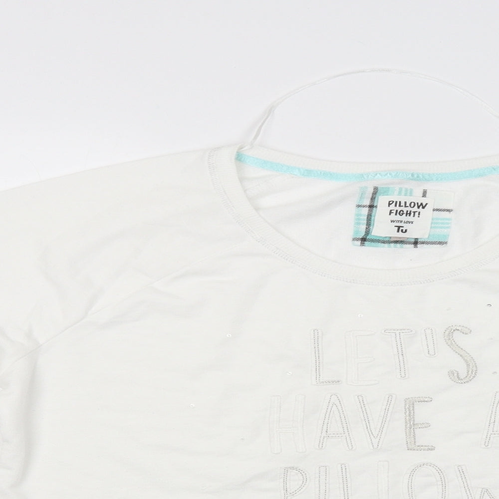 TU Womens White Solid  Babydoll Pyjama Top Size 18  - Lets have a pillow fight