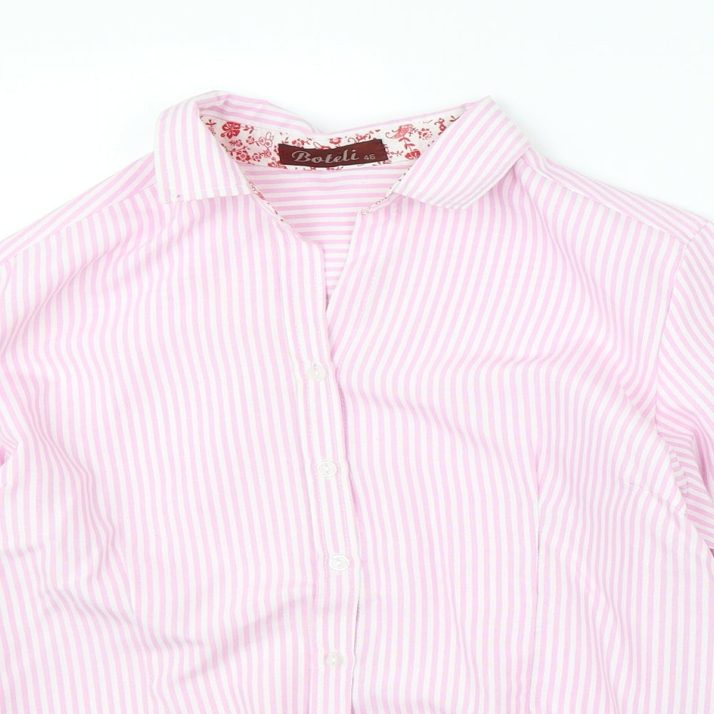 Boteli Mens Pink Striped   Button-Up Size 46