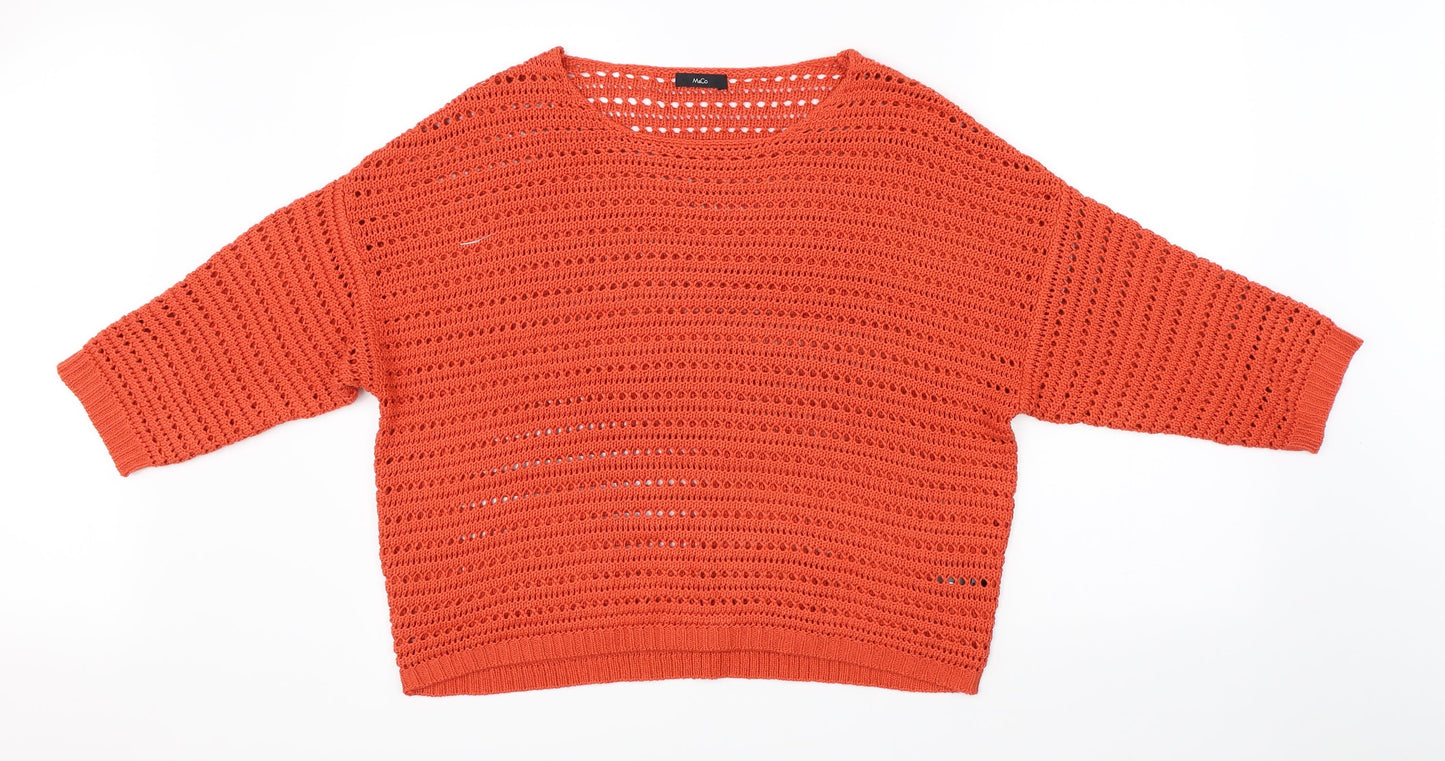 M&Co Womens Orange  Knit Pullover Jumper Size 16