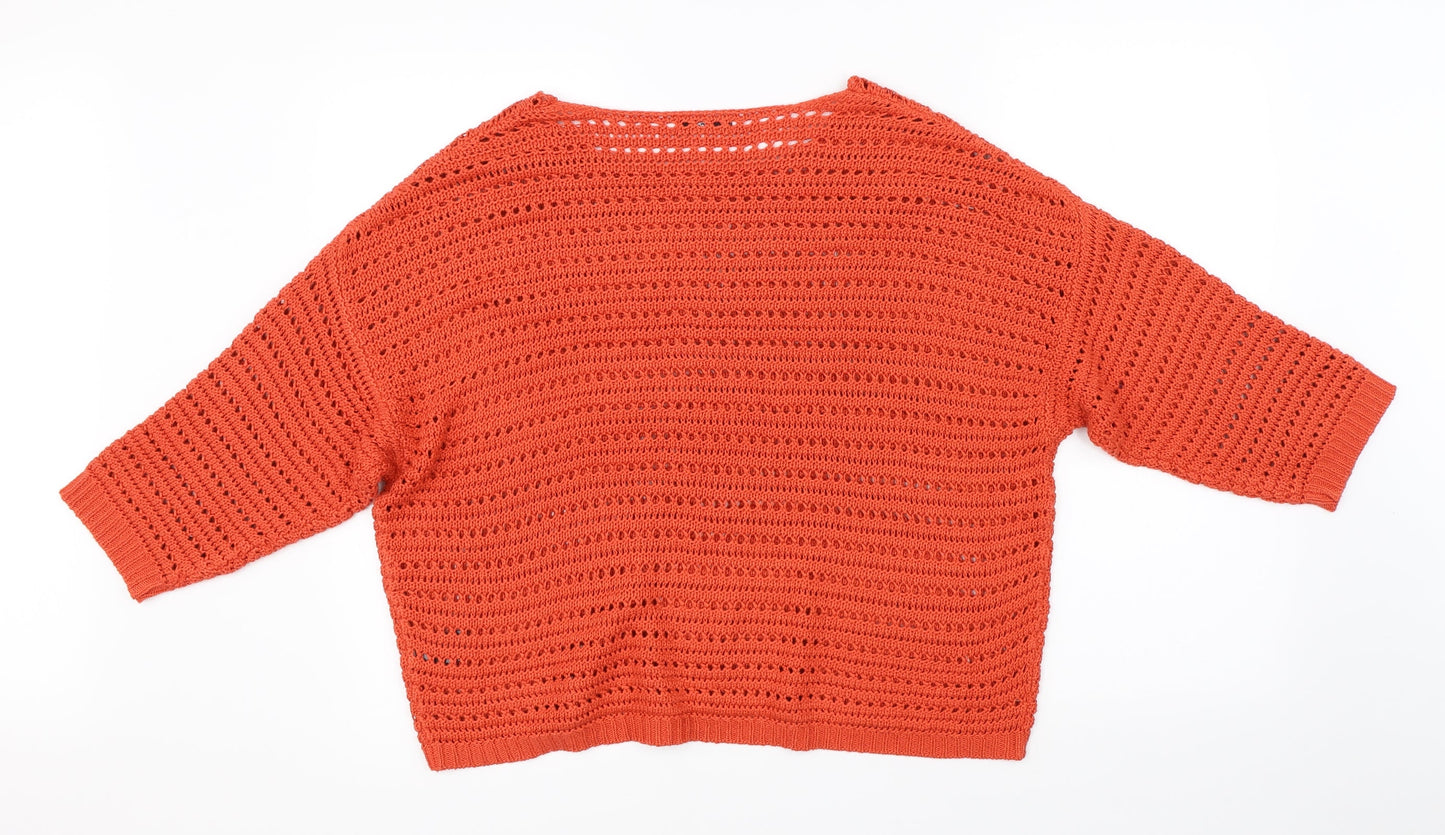 M&Co Womens Orange  Knit Pullover Jumper Size 16