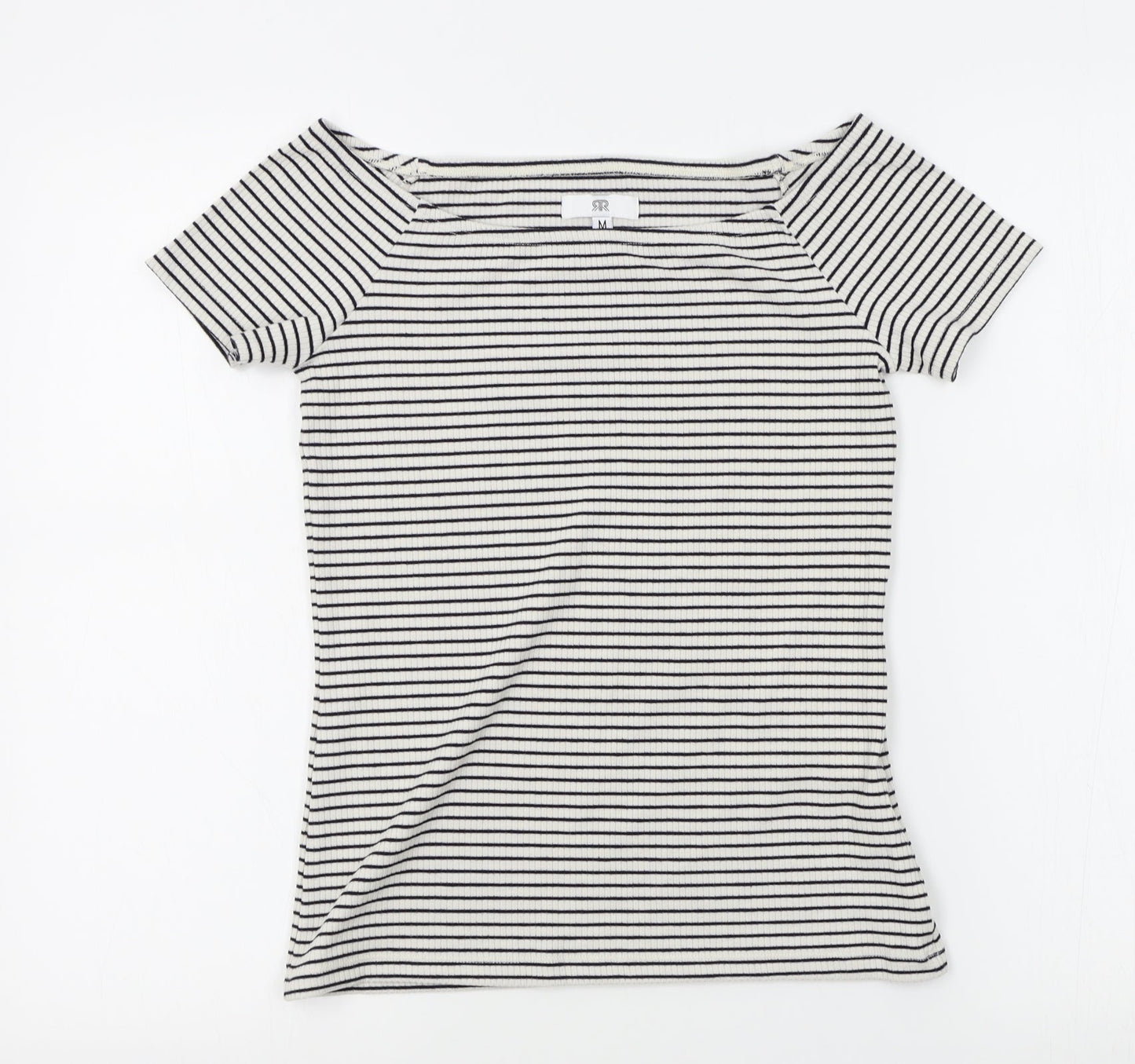 RR Womens White Striped  Pullover Jumper Size M