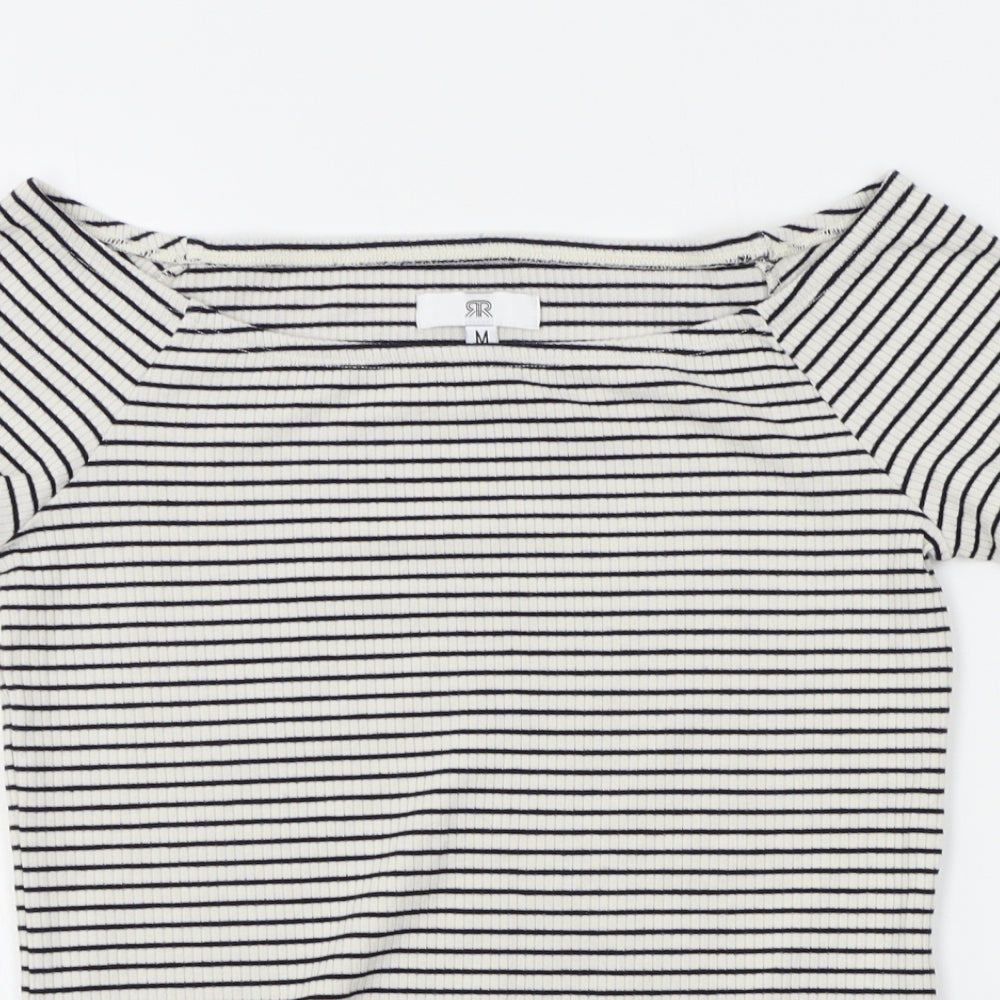 RR Womens White Striped  Pullover Jumper Size M