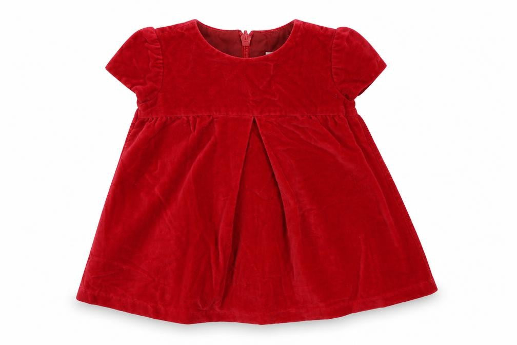 Front view of NLI me girls’ red a-line, size 12, months