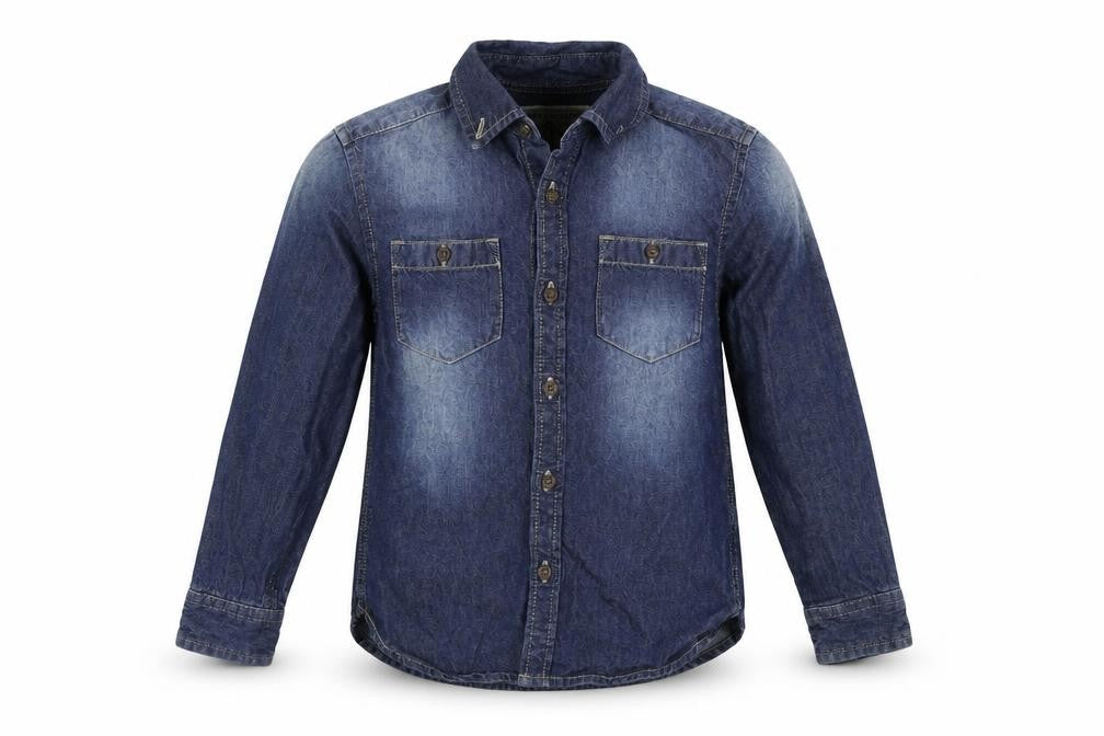 Front view of Next boys’ blue denim jacket, size 6, years