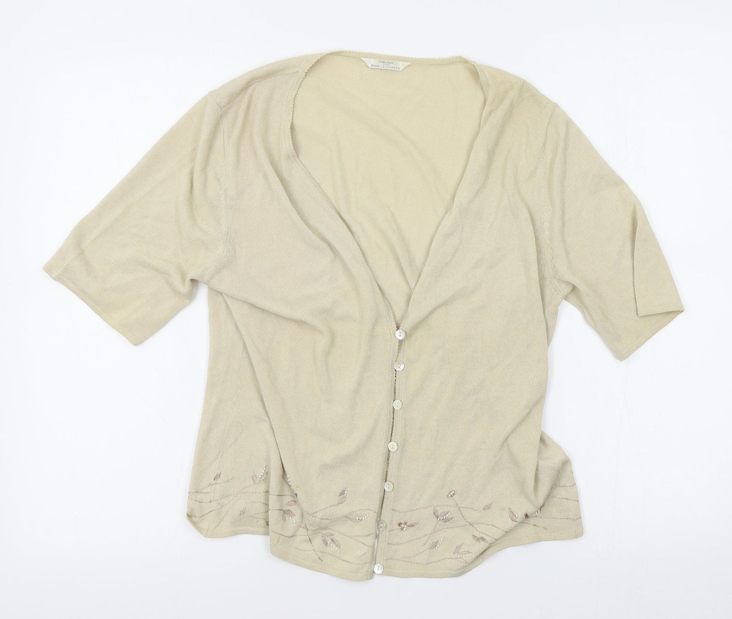 M&S Womens Beige   Cardigan Jumper Size 14