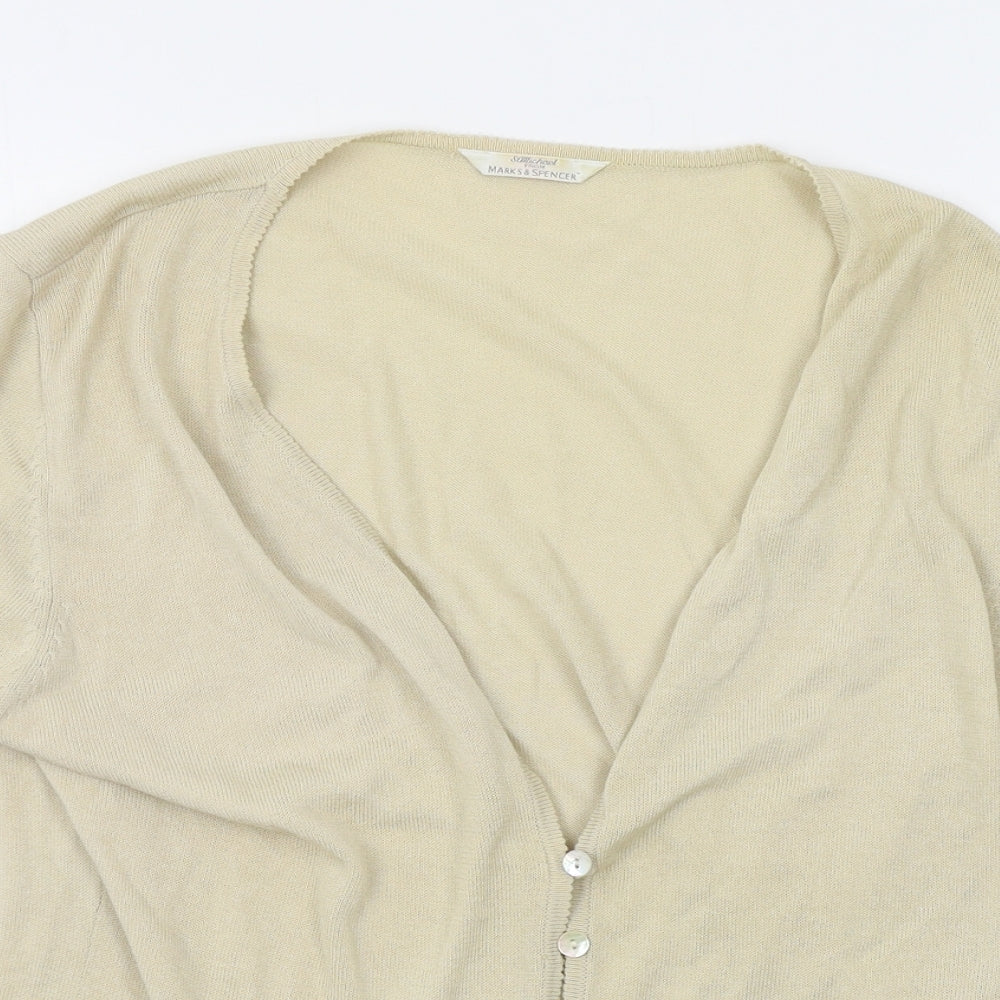 M&S Womens Beige   Cardigan Jumper Size 14