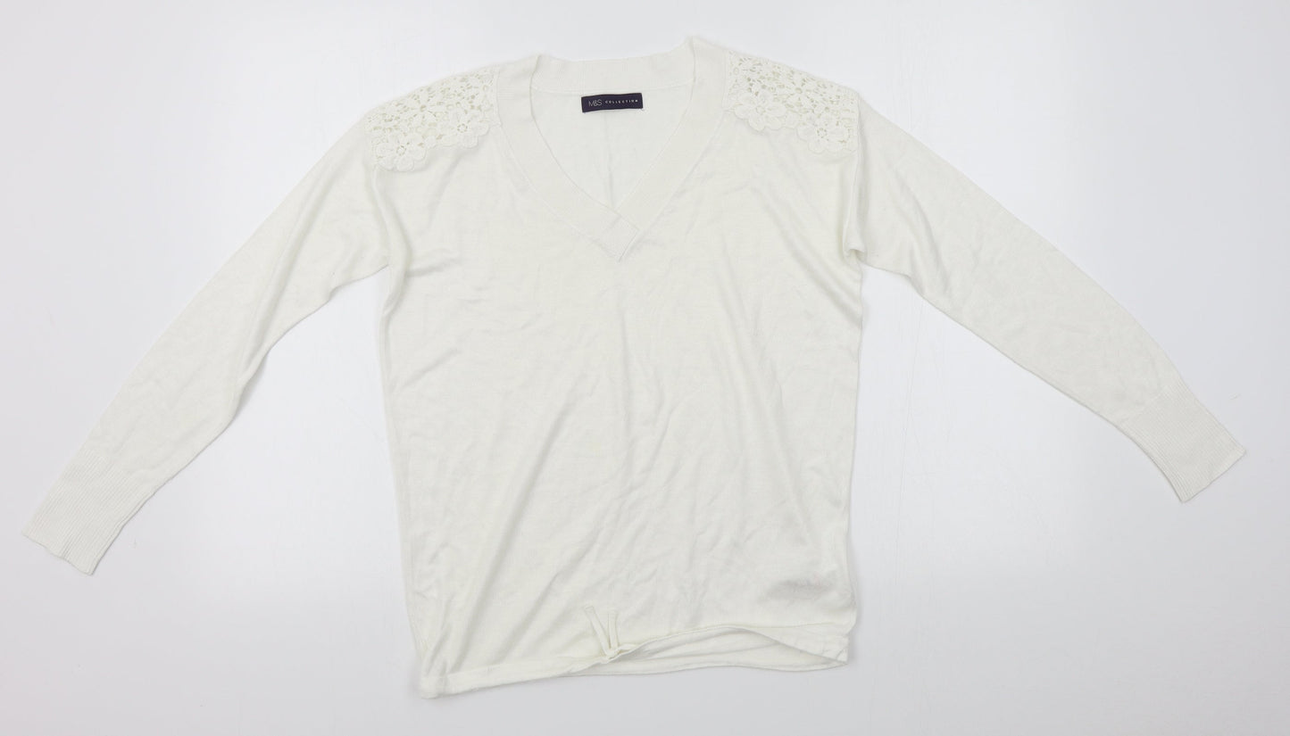 M&S Womens White   Pullover Jumper Size S