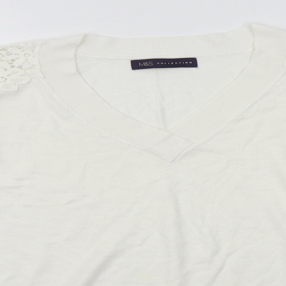 M&S Womens White   Pullover Jumper Size S