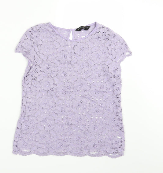 Dorothy Perkins Womens Purple Floral  Basic Blouse Size 8