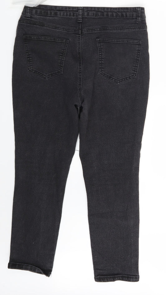 Boohoo Womens Black  Denim Skinny Jeans Size 14 L24 in