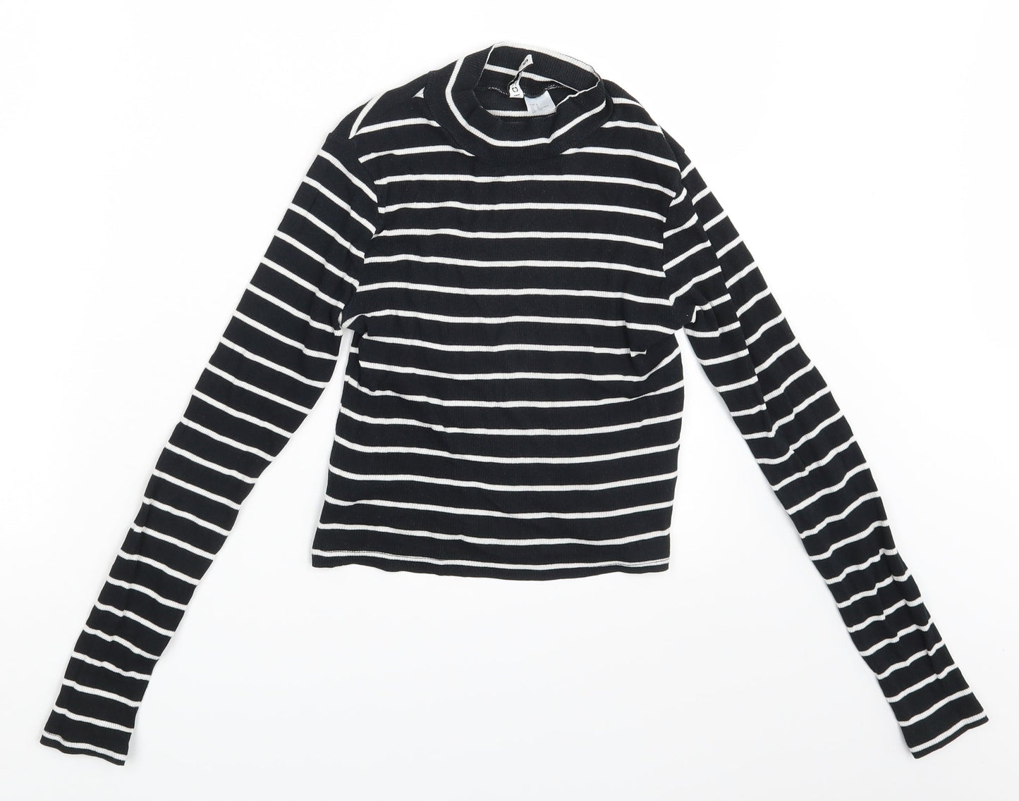 Divided Womens Black Striped  Pullover Jumper Size S