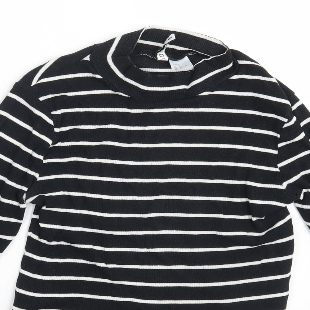 Divided Womens Black Striped  Pullover Jumper Size S