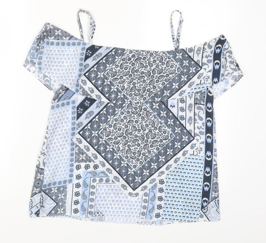 Select Womens Blue Paisley  Basic Tank Size 10