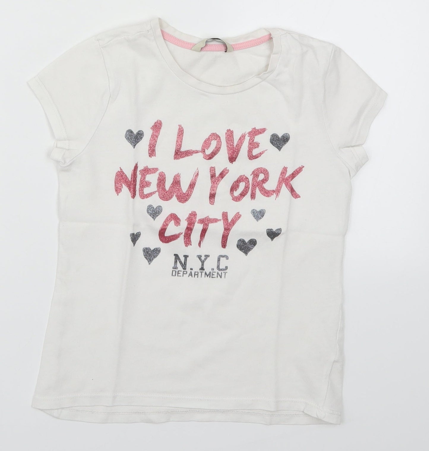 George Girls White   Basic T-Shirt Size 7-8 Years  - I Love New York City