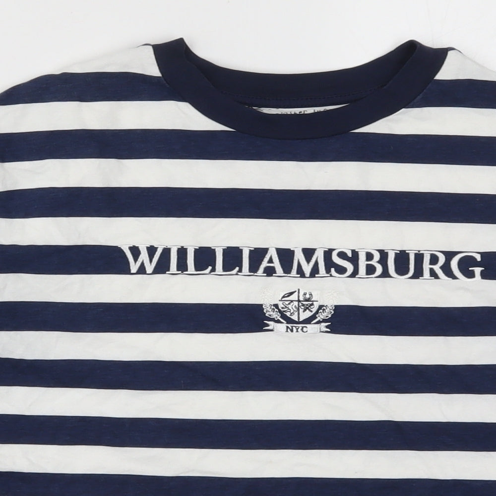 Topshop Womens Blue Striped  Pullover Sweatshirt Size 8  - Williamsburg