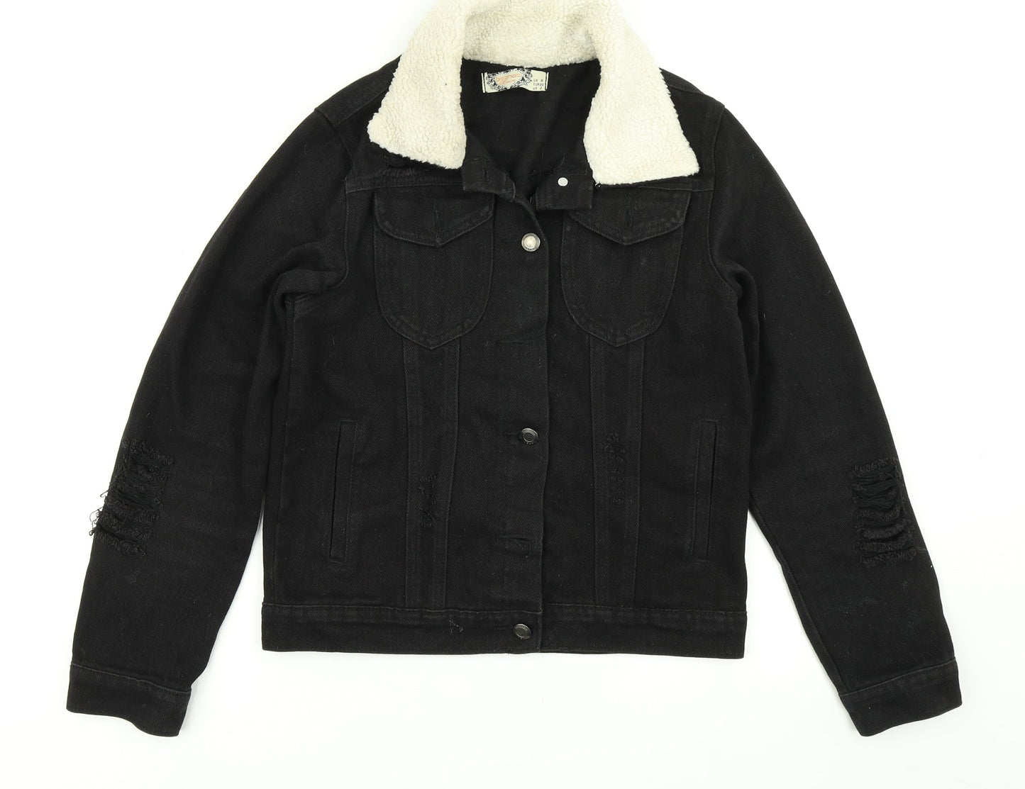 Boohoo Womens Black  Denim Jacket  Size 8