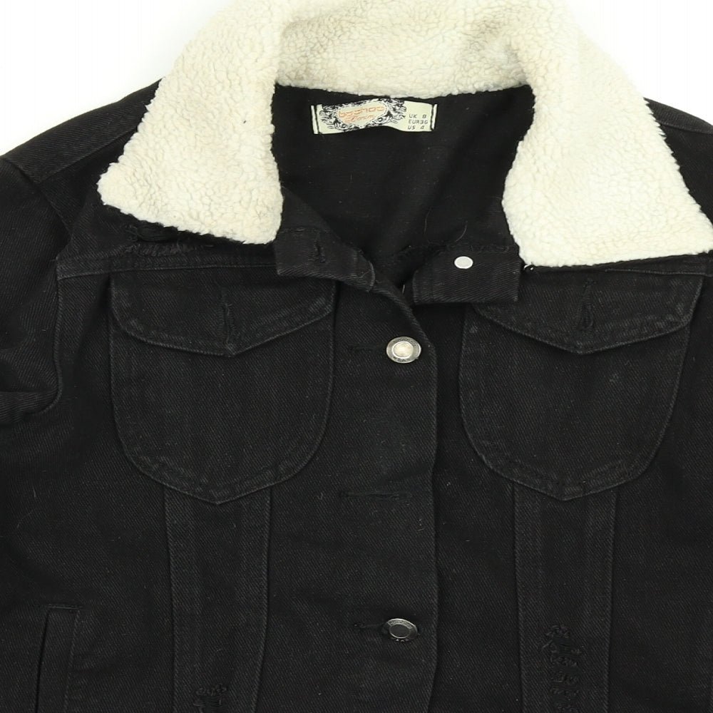 Boohoo Womens Black  Denim Jacket  Size 8