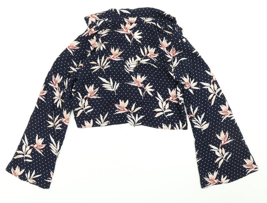 FOREVER 21 Womens Blue Polka Dot  Cropped Blouse Size S