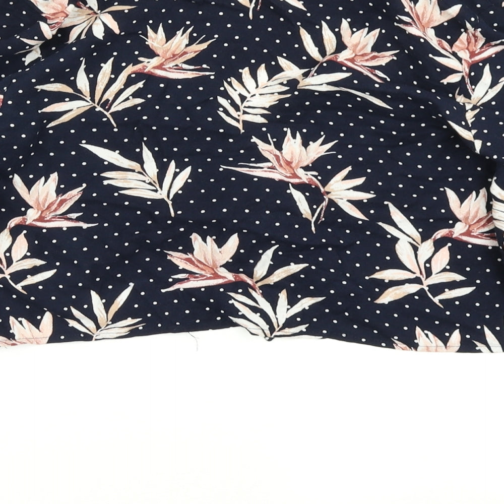 FOREVER 21 Womens Blue Polka Dot  Cropped Blouse Size S