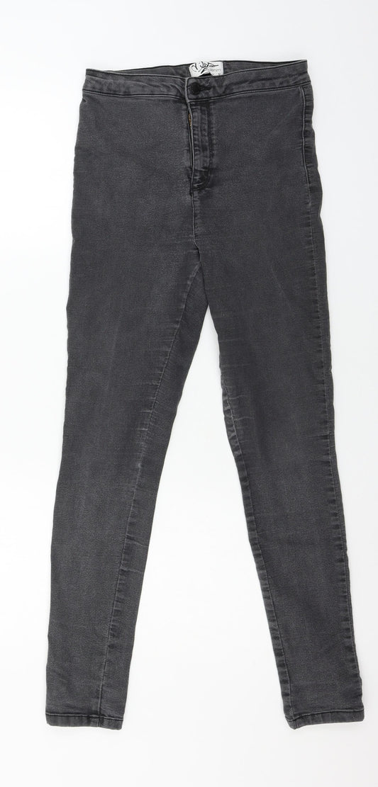 Miss Selfridge Womens Grey  Denim Skinny Jeans Size 12 L29 in