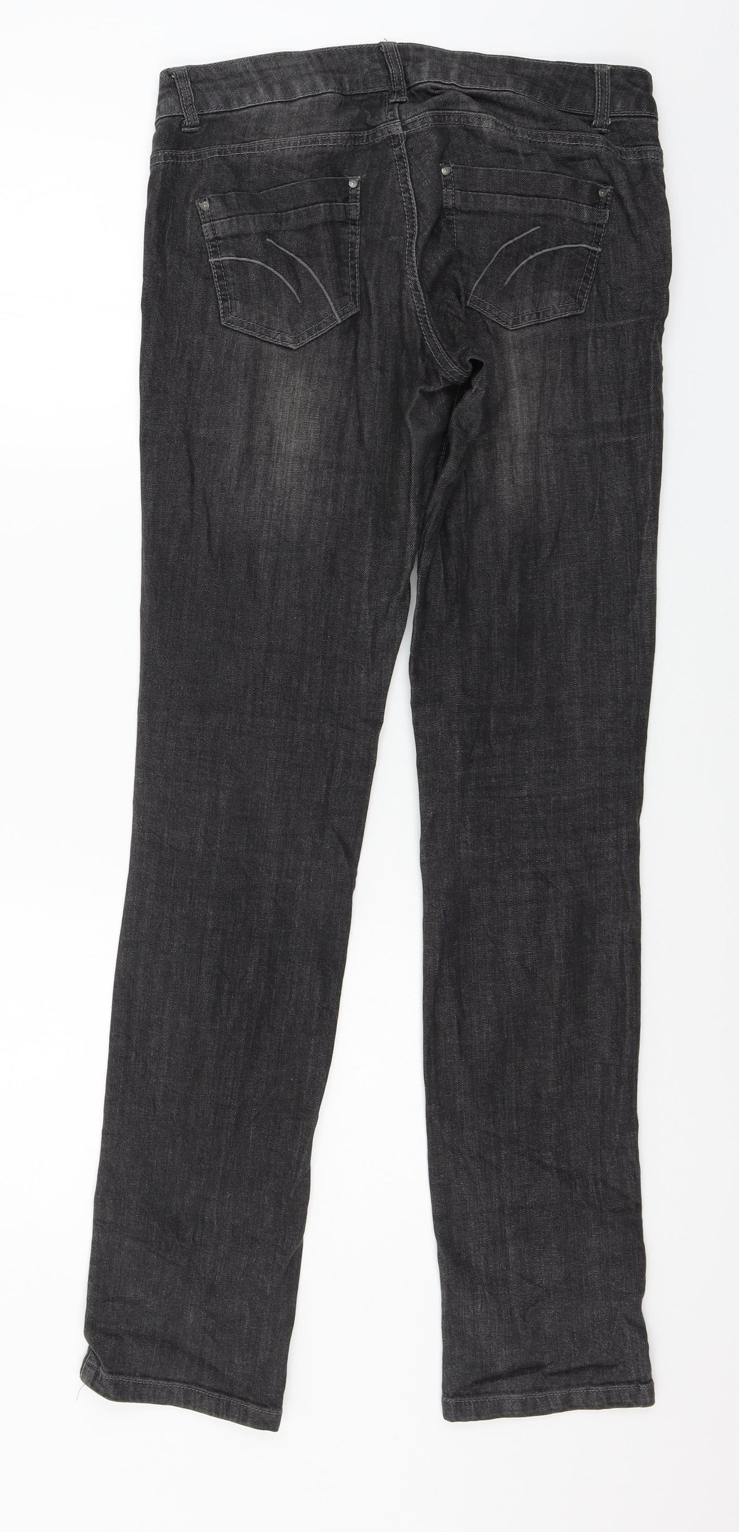 Camaieu Womens Grey  Denim Straight Jeans Size 32 in L32 in