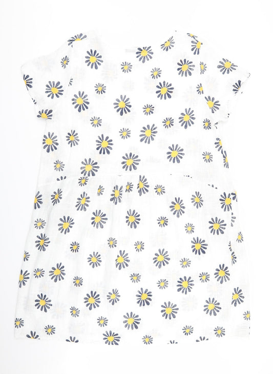 alexara Womens White Floral  A-Line  Size M