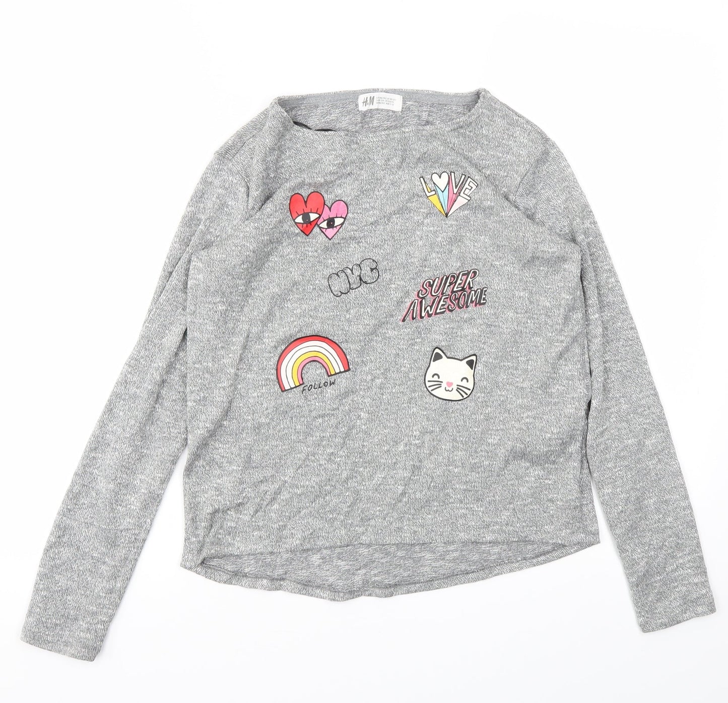 H&M Girls Grey   Pullover Jumper Size 11-12 Years