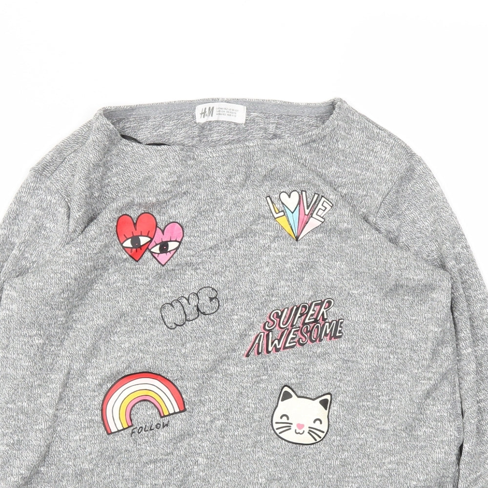 H&M Girls Grey   Pullover Jumper Size 11-12 Years