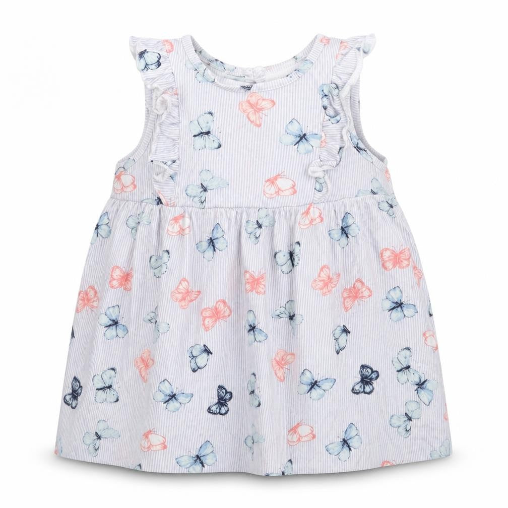 Front view of H&M girls’ multicoloured striped fit & flare, size 9-12, months