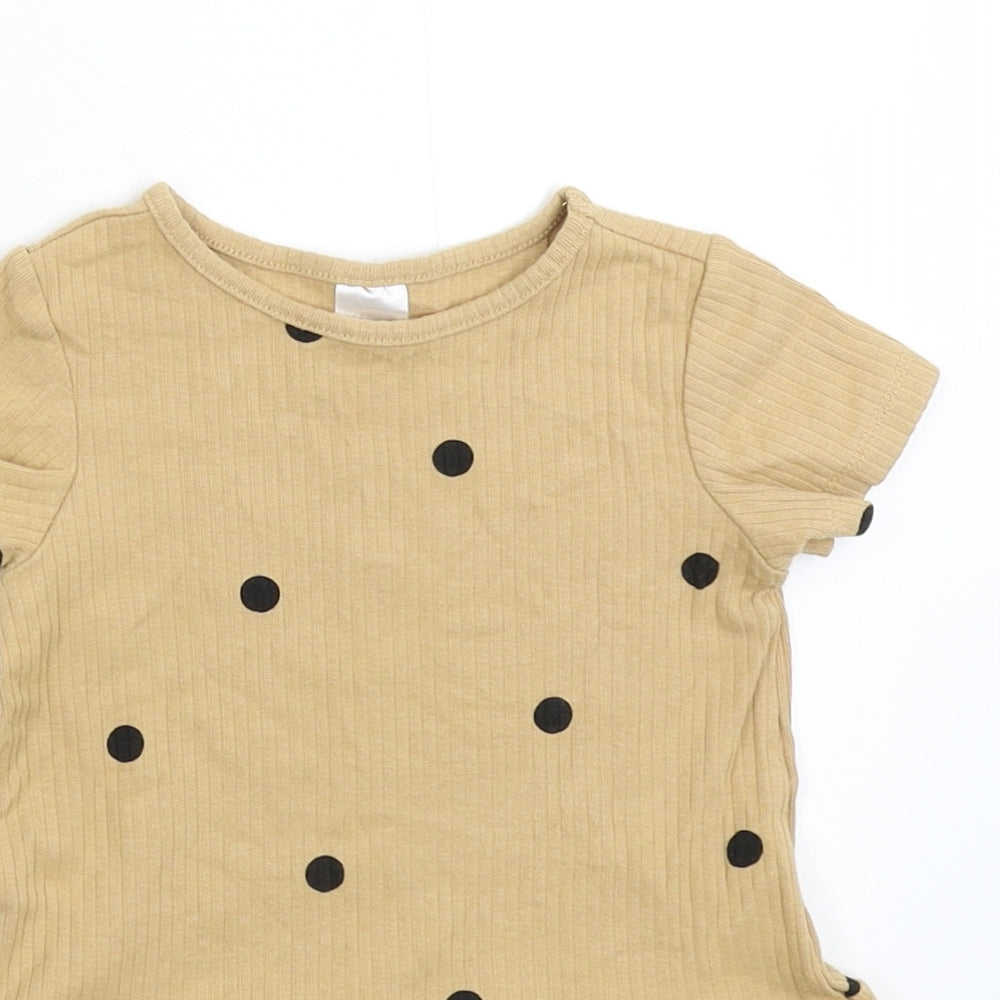 H&M Girls Beige Spotted  Fit & Flare  Size 9-12 Months