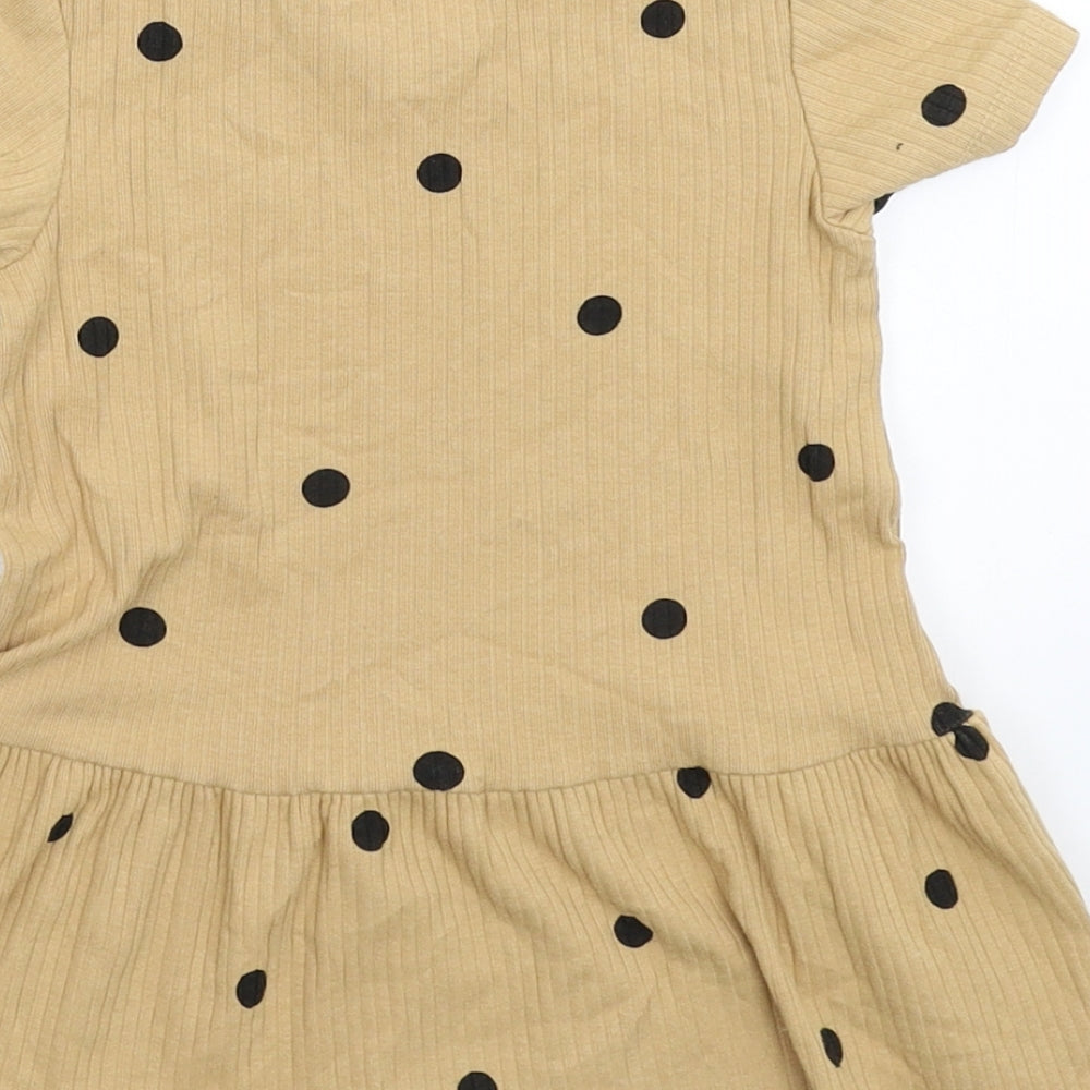 H&M Girls Beige Spotted  Fit & Flare  Size 9-12 Months