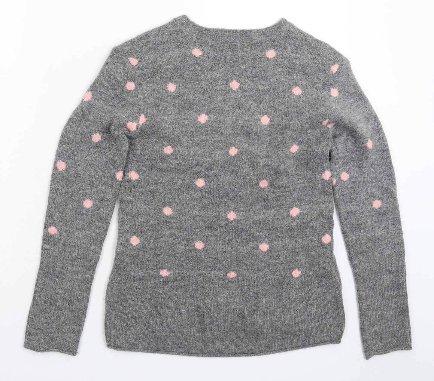 H&M Womens Grey Polka Dot Knit Pullover Jumper Size XS