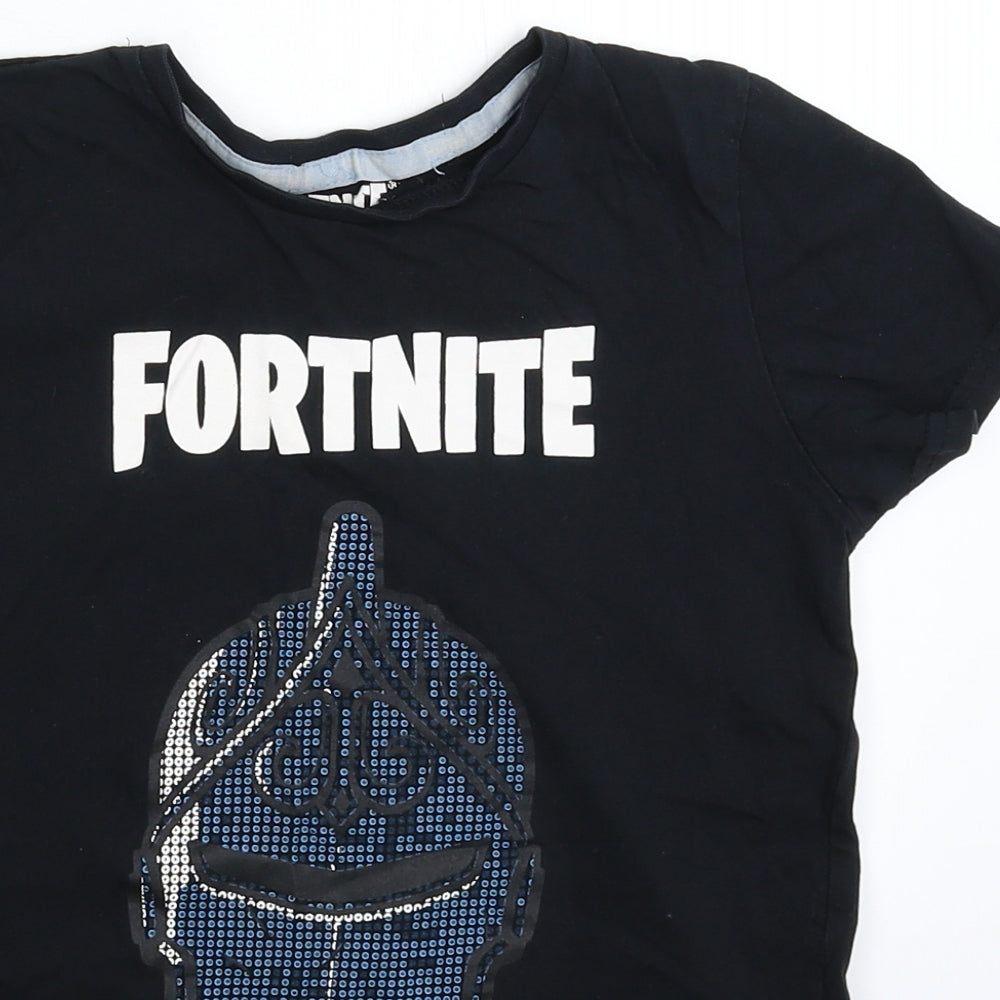 Primark Boys Black   Basic T-Shirt Size S  - Fortnite